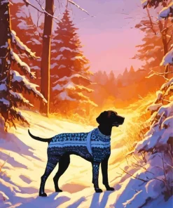 Coonhound In Snow Diamond Painting