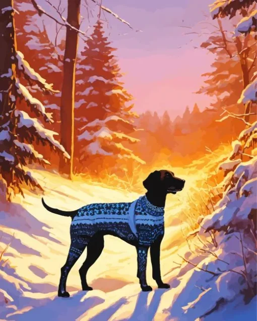 Coonhound In Snow Diamond Painting