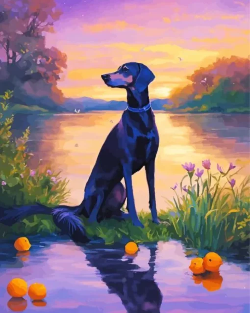 Coonhound Silhouette Diamond Painting