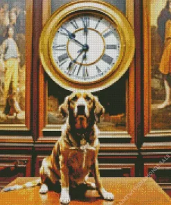 Coonhound With A Big Clock Diamond Painting