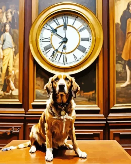 Coonhound With A Big Clock Diamond Painting