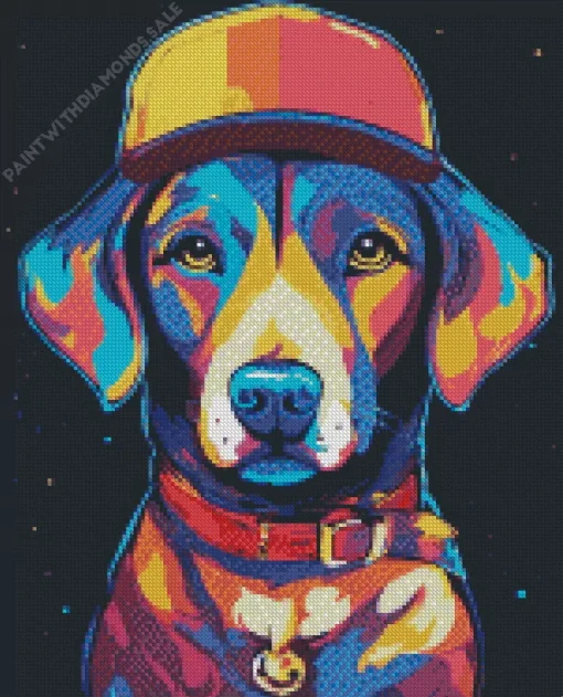 Coonhound With A Cap Diamond Painting