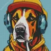 Coonhound With Headphones Diamond Painting