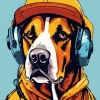 Coonhound With Headphones Diamond Painting