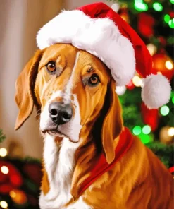 Coonhound With Santa Hat Diamond Painting