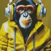 Dj Monkey In A Yellow Jacket Diamond Painting