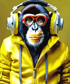 Dj Monkey In A Yellow Jacket Diamond Painting