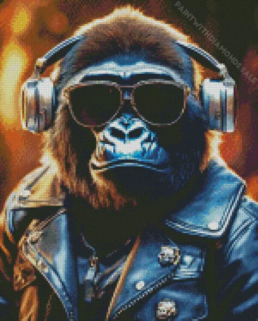 Dj Monkey In Sunglasses Diamond Painting