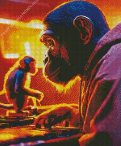 Dj Monkey Making A Song Diamond Painting