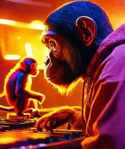 Dj Monkey Making A Song Diamond Painting