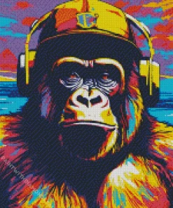 Dj Monkey With A Hat Diamond Painting