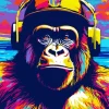 Dj Monkey With A Hat Diamond Painting