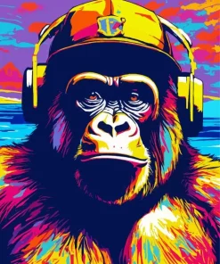 Dj Monkey With A Hat Diamond Painting