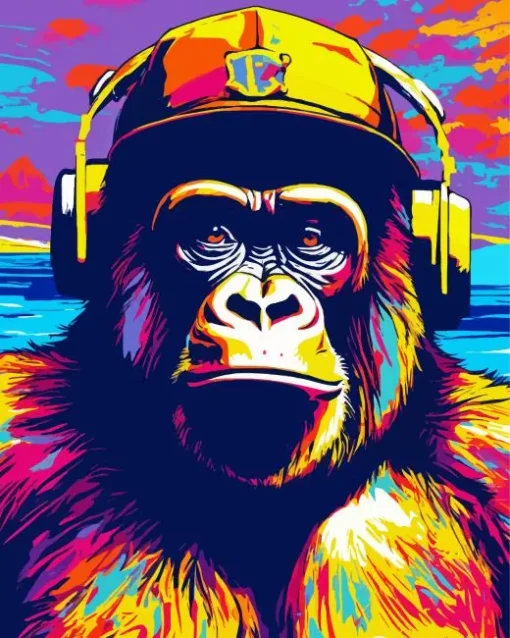 Dj Monkey With A Hat Diamond Painting