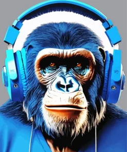 Dj Monkey With Headphones Diamond Painting