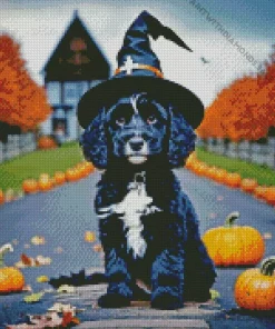 English Cocker Spaniel In Halloween Custom Diamond Painting