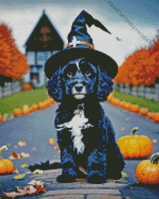 English Cocker Spaniel In Halloween Custom Diamond Painting