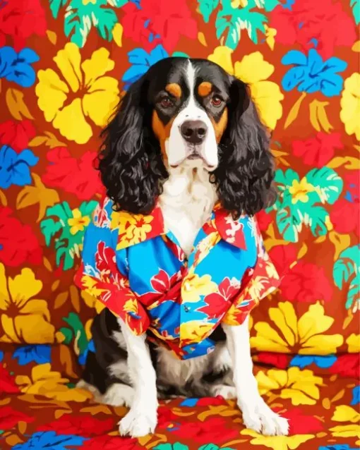 English Cocker Spaniel In Hawaiin Shirt Diamond Painting