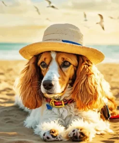 English Cocker Spaniel In The Beach Diamond Painting