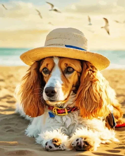 English Cocker Spaniel In The Beach Diamond Painting