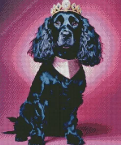 English Cocker Spaniel With Crown Diamond Painting