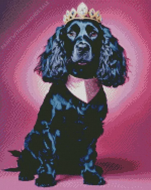 English Cocker Spaniel With Crown Diamond Painting