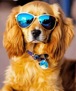 English Cocker Spaniel With Sunglasses Diamond Painting