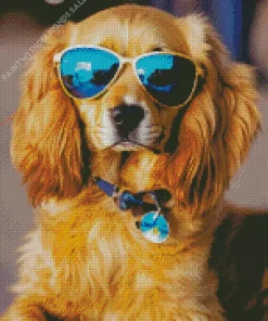 English Cocker Spaniel With Sunglasses Diamond Painting