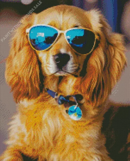 English Cocker Spaniel With Sunglasses Diamond Painting