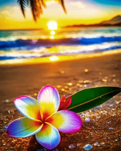 Frangipani Flower In The Beach Diamond Painting