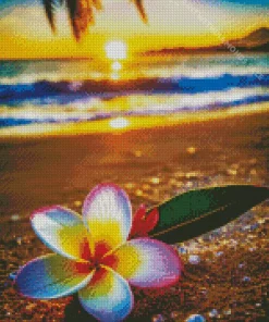 Frangipani Flower In The Beach Diamond Painting