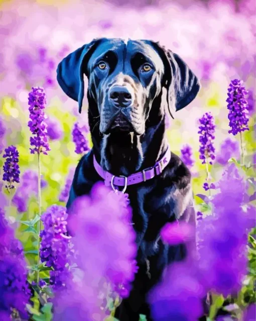 German Shorthaired Pointer In Lavender Diamond Painting