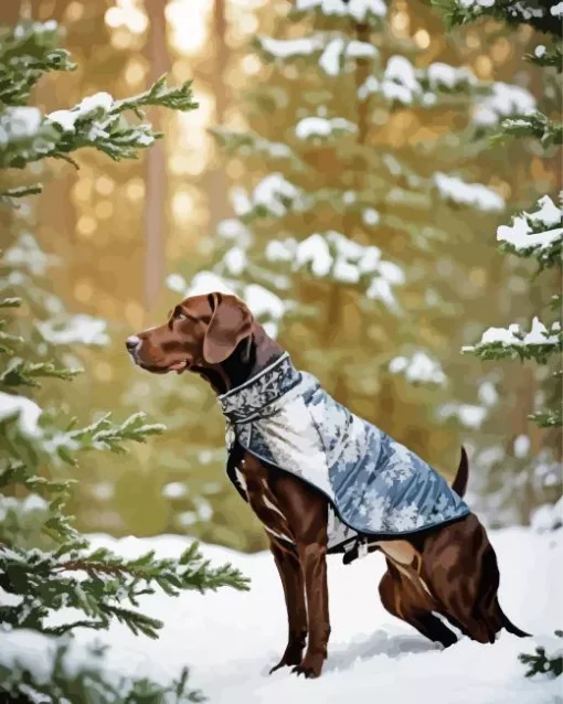 German Shorthaired Pointer In Snow Diamond Painting