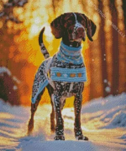 German Shorthaired Pointer With Sunset Diamond Painting