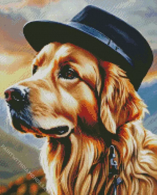 Golden Retriever Hat Diamond Painting