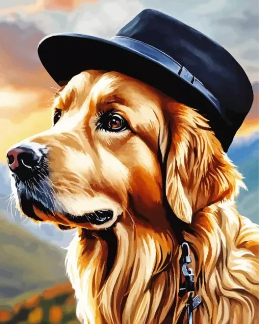 Golden Retriever Hat Diamond Painting