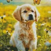 Golden Retriever With Butterflies Diamond Painting