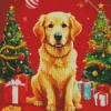 Golden Retriever With Christmas Trees Diamond Painting