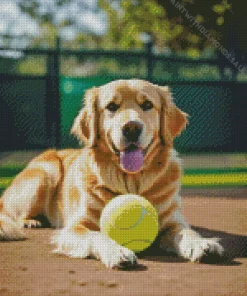 Golden Retriever With Tennis Ball Diamond Painting