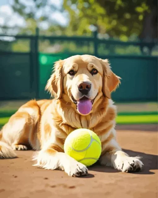 Golden Retriever With Tennis Ball Diamond Painting