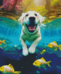 Great Pyrenees And Fish Diamond Painting