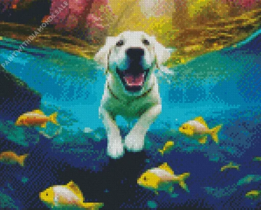 Great Pyrenees And Fish Diamond Painting