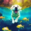 Great Pyrenees And Fish Diamond Painting