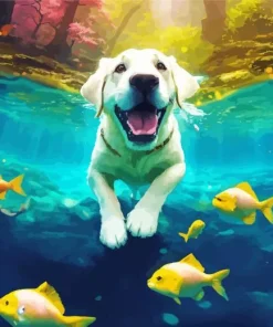 Great Pyrenees And Fish Diamond Painting