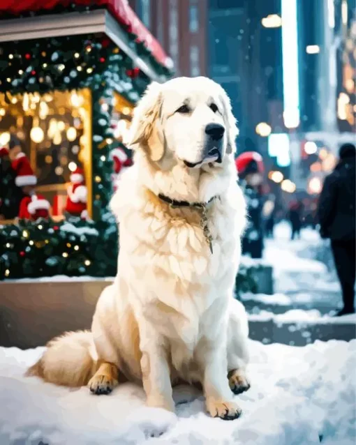 Great Pyrenees In Snow Diamond Painting