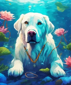 Great Pyrenees In The Sea Diamond Painting