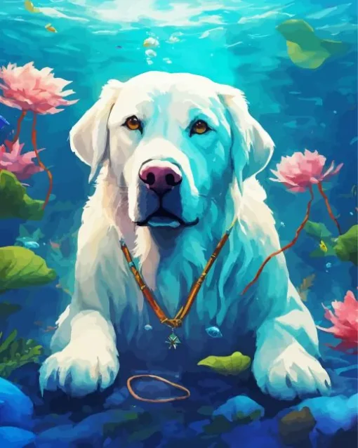 Great Pyrenees In The Sea Diamond Painting