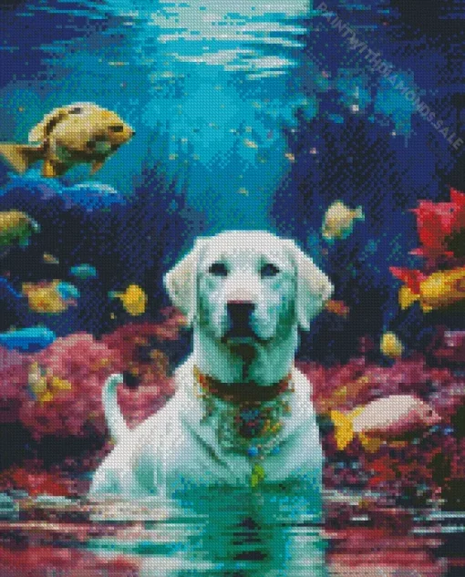 Great Pyrenees Swimming Diamond Painting