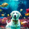 Great Pyrenees Swimming Diamond Painting