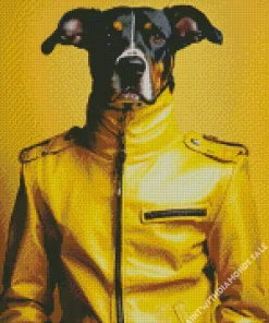 Greyhound In A Yellow Jacket Diamond Painting